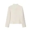 Comercio Exterior Transfronterizo Estilo Europeo y Americano Ropa de Mujer Za Aliexpress Venta Caliente Elegante Mezcla de Algodón Cuello Alto Hombro Recto Chaqueta de Lana