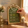 Porta-retrato curvo dourado estilo palácio, armazenamento de brincos e anéis, decoração de mesa, suporte de joias, painel de exibição, acessório para fotos