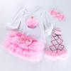 Ropa Nueva para Niños Día de San Valentín Niña Bebé Algodón de Alta Calidad Moda Clase A Manga Larga Conejo Vestido de Seis Capas Traje 0-2 Años