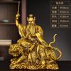 Estátua de Bronze de Zhang Daoling, um Mestre Taoísta, Montado em um Tigre e Segurando uma Espada, para Decoração de Sala de Estar em Casa