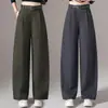 Pantalones de pierna ancha para mujer, nuevos estilos de primavera y otoño, de cintura alta, corte holgado, con caída fluida, plisados, adecuados tanto para el trabajo como para uso casual, diseño de pierna recta