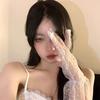 Estilo Menina de Grupo Coreano Estilo Adulto Retrô Malha Floral Lolita Renda Luvas Sexy Adereços para Fotos Mangas de Seda Pretas