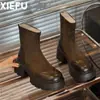 Botas Slim Salto Grosso Botas Curtas para Mulheres 2025 Nova Outono Botas Elásticas Camurça Retro Versátil Alargadoras Botas de Solado Grosso
