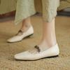 Zapatos Planos Cuadrados de Cuero Genuino Moda Personalizados Hebilla Redonda Moneda de Oro Piel de Vaca Suave Mary Jane Primavera 2025 Celebratorios de Capa Única para Mujer