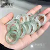 Anillo de Jade Natural Oro Seda Jade Esmeralda Tianshan Anillo Cuadrado Estilo Chino Retro Semilla de Hielo Flor Flotante Anillo Cuadrado