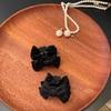 Pinza de Agarre Pequeña con Lazo Negro Genuino Estilo Oreja de Elfa Femenina Pinza para el Lado de la Cabeza Estilo Princesa Flequillo
