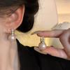 Brincos de pérolas de nicho de luxo com agulha de prata S925, brincos de arco incrustados de diamantes elegantes e versáteis de alta qualidade
