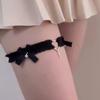 Colar Preto e Branco Love Laço Gótico Sino Corrente para Clavícula Anel para Perna Corrente para Pescoço com Elástico Acessórios JK