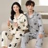 Fábrica Otoño Nuevo en stock Pijama de Pareja Venta Directa Suelto Cómodo Casual Simple Estampado Ropa de Casa Ropa Exterior