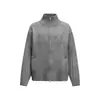 Suéter Cardigan de Gola Alta Masculino Marca Tendência High Street Outono/Inverno Cor Sólida Textura Canelada Zíper Duplo Gola Alta Malha Outerwear