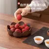 Tigela de Frutas de Madeira de Nogueira Preta Luxo Leve Estilo Chinês Sala de Estar Mesa de Centro Caixa de Lanches Madeira Maciça Sensação de Alto Padrão Tigela de Frutas