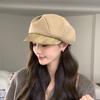 Sombrero Otoño e Invierno para Mujer Gorra Octogonal Nube Negra Casual Coreana Combinable Cabeza Grande Muestra Rostro Pequeño Boina Invertida Moderna