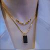 Collar para Clavícula con Colgante Cuadrado de Doble Capa 2026 Nuevo Estilo Versátil Joyería de Acero de Titanio Collar que No se Desvanece Accesorios para Mujer