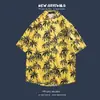 Camisa havaiana floral de manga curta, estilo retrô vetiver de Hong Kong, versão coreana da camisa da moda e estilosa para homens e mulheres, top para casal