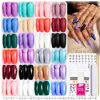 Caixa com Conjunto de Adesivos para Unhas Coloridos Sólidos de Média e Curta Duração, Franceses Foscos com Glitter, Pontas de Unha de Alta Qualidade Desgastáveis