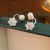 Agulha de Prata S925 Brincos Pequenos de Girassol Vazado Incrustados com Diamantes Coreanos Estilo Chanel Nicho Design de Alta Qualidade Joias