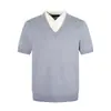 Camisa Polo de Punto Falso de Dos Piezas con Bloques de Color y Mangas Cortas para Hombre, Nuevo Estilo de Verano, Transpirable y Cómoda, Top Casual Maduro para Mujer