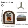 Calabaza Fantasma de Halloween Atmósfera de Terror Letrero Decorativo de Madera Adorno de Exhibición de Mesa con Forma de Arco Vintage Pieza Decorativa Pequeña