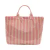 Nova Bolsa de Gelatina Listrada Colorida para Mulheres, Bolsa Tote de Grande Capacidade, PVC Impermeável, Adequada para Uso na Piscina e na Praia