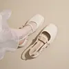 Sandálias Femininas Fechadas com Salto Alto Mary Jane Estilo Saia, Nova Primavera 2026 Vintage Francês Fada Salto Grosso