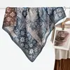 Bufanda cuadrada de terciopelo colorida de 90 cm con estampado floral para mujer para otoño e invierno, chal de playa para vacaciones de color contrastante por ambos lados, bufanda cálida
