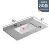 Gabinete de Baño Cerámico de Pared con Cubierta Semi-Empotrada, Lavabo Único Integrado con Placa de Roca para Lavado de Baño y Lavado de Manos