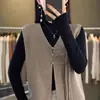 Novo Estilo V-Neck Cardigan de Tricô Colete para Mulheres Outono de 2026, Colete Jaqueta Sem Mangas Simples e Versátil, Fashion e Tendência