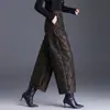 Pantalones de pierna ancha jacquard estilo chino retro para mujer, nueva colección otoño 2026, elegantes y adelgazantes, largo cropped, pantalones casuales fluidos y holgados