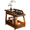 Mesa Auxiliar de Sofá de Madera Maciza, Mesa de Centro Móvil con Ruedas, Mesa Auxiliar de Sofá, Mesita de Noche, Sala de Estar, Carrito de Aperitivos de Segunda Mano