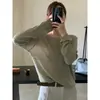 Top de punto texturizado de manga larga estilo francés para mujer, nueva colección otoño temprano 2026, top holgado versátil y estilizado