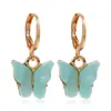 Moda Coreana Nova Cor Brincos de Borboleta de Acrílico Verão Fresco Doce Elegante Colorido Brincos de Argola