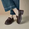 Mocassins de Solado Grosso para Mulheres 2026 Primavera Novo Estilo Couro Bovino de Primeira Camada Estilo College Retrô Calce Fácil Sapatos de Couro Genuíno