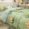 Juego de ropa de cama de verano de cuatro piezas, funda de edredón se vende por separado, sábana individual para cama de dormitorio de estudiante, juego de tres piezas de algodón lavado para una persona