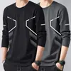 Camiseta de manga larga para hombre, capa interior de otoño para hombre, camiseta base elástica de corte holgado, camiseta estampada estilo coreano ins para hombre
