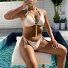 Novo Biquíni 2025 para Mulheres, Estilo Europeu e Americano, Maiô Sexy com Cadarço, Cor Sólida Durável, Biquíni de Exportação, Alta Elasticidade