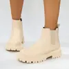 Comercio electrónico transfronterizo, talla grande, nueva colección otoño/invierno 2026, botines de suela gruesa, modernos y casuales, versátiles botines slip-on de punta redonda