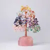 Grava de cristal natural tejida con alambre de cobre, árbol de la vida con base de cristal rosa, árbol de la fortuna, decoración de oficina, regalo de vacaciones