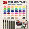 Marcadores de tecido de 48 cores, canetas de pintura em tecido de ponta única, para bolsas de lona DIY, camisetas, sapatos e arte têxtil infantil