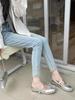 Sapatos de Salto Aumentador Prateados Estilo Francês para Mulheres, Novo Modelo Verão 2025, Combinam com Saias, Sapatos Mary Jane, Sapatos de Salto Quadrados Estilo Ballet para Noite