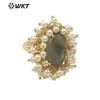 MPR071 anillo grande exagerado de perla artificial de piedra preciosa de color natural clásico se puede usar como anillo de fiesta Joyería