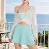 Nuevo Traje de Baño de Alta Gama 2026 para Mujer, Bikini de Dos Piezas, Set de Protección Solar con Cubre Traje de Manga Larga 'Pure Desire Resort Hot Spring'