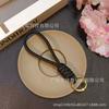 Cordão para celular com nó de cor sólida, cordão curto criativo trançado para capa de celular, anel dourado destacável, cordão anti-perda 12CM