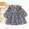 Vestido Floral para Niña con Solapa Grande Exportación Primavera y Otoño Nuevo Estilo Vestido de Muñeca para Niña Pequeña Vestido de Manga Larga