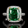 2026 Nuevo Modelo Joyería Huabi Base de Cobre Chapado en Platino Gama Alta Estilo Flor de Hielo Lujo Ligero Anillo Cuadrado 10*12