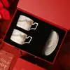 Conjunto Personalizado de Caneca de Café de Cerâmica Jingdezhen Caixa de Presente Requintada de Alto Padrão Chá da Tarde Casamento Presente de Ano Novo