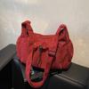 Bolsa de Veludo Cotelê para Mulheres, Grande Capacidade, Nova Versátil Casual Outono e Inverno, Ombro, Transversal, Sacola para o Dia a Dia