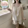 Pijama Nuevo de Verano 2026 para Mujer con Copas, Tirantes de Algodón Tejido Nube, Conjunto Dulce de Ropa para el Hogar Estilo Princesa