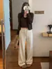 Pantalones anchos estilo perezoso para mujer, nueva colección de otoño, de cintura alta, pierna recta, tela fluida, versátiles, corte holgado, pantalones largos casuales
