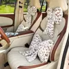 2026 Nuevos Accesorios para Coche Piel de Conejo Estampado de Leopardo Cinta Reposacabezas y Soporte Lumbar Reposacabezas y Soporte Lumbar Verdes