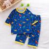 Roupa com Ar Condicionado para Crianças Mais Velhas, Roupa de Descanso de Manga Três Quartos, Pijama Fino de Seda de Gelo para Meninas, Conjunto para Meninos, Roupa Infantil Pastoral de Desenho Animado